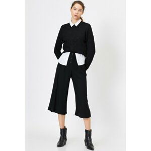 Koton Women's Black Button Detailed Trousers