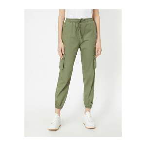 Koton Women's Green Cargo Pants with Lace-Up Detailed Capped Pockets
