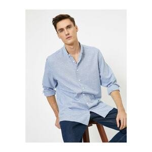 Koton Buttoned Collar Horizontal Striped 100% Cotton Regular Fit Shirt