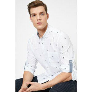 Koton Men's White Patterned Shirt