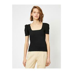 Koton Women's Black U Neck T-Shirt