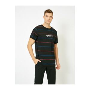 Koton Men's Black Striped T-Shirt