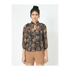 Koton Ruffled Long Sleeve Floral Patterned Blouse