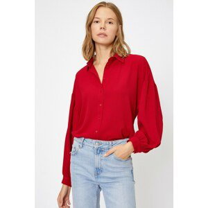 Koton Women's Claret Red Classic Collar Long Sleeve Shirt