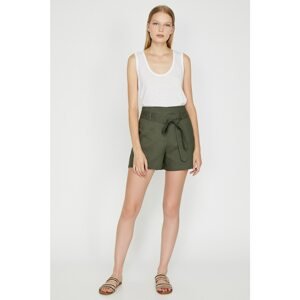 Koton Women's Green Belt Detailed Shorts