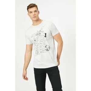 Koton Men's Gray Written Printed T-Shirt