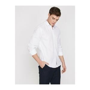 Koton Men's White Long Sleeve Classic Collar Shirt