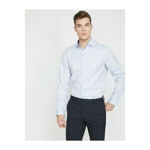 Koton Men's Blue Long Sleeve Classic Collar Shirt