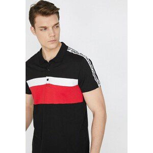 Koton Men's Black Polo Collar Short Sleeved T-Shirt