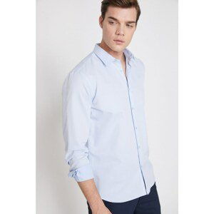 Koton Men's Blue Classic Collar Long Sleeve Shirt