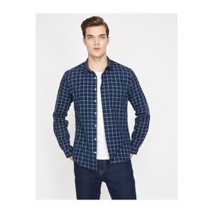 Koton Men's Navy Checked Shirt