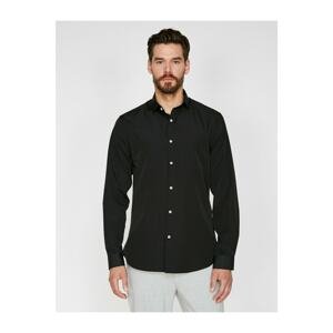 Koton Men's Black Classic Collar Long Sleeve Shirt