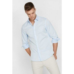 Koton Men's Blue Classic Collar Long Sleeve Shirt