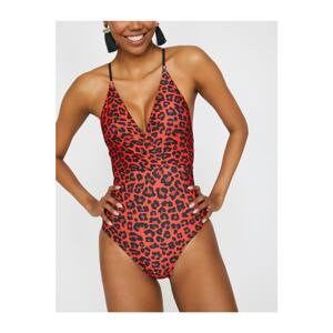 Koton Women's Red Leopard Print Swimsuit