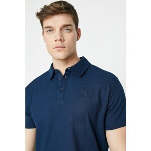 Koton Men's Navy Blue Short Sleeved Polo Neck T-Shirt