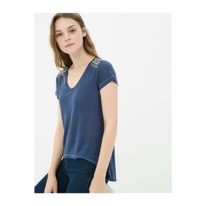 Koton Women's Navy Blue T-Shirt