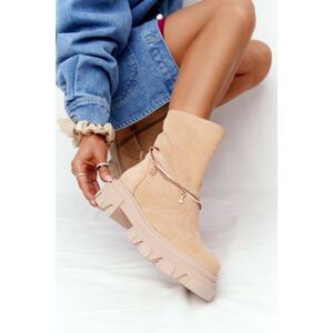 Women's Suede Boots Lewski Shoes 3006-0 Sand