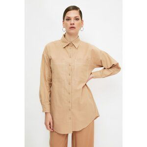 Trendyol Beige Shirt Collar Hijab Tunic