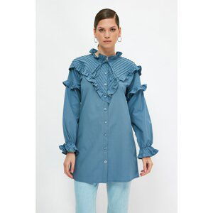 Trendyol Navy Blue Ribbon Veiling Tunic
