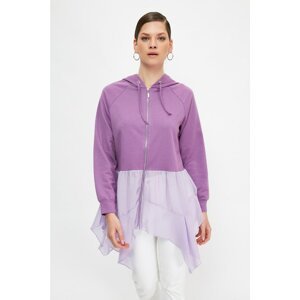 Trendyol Lilac Hooded Knitted Hijab Cardigan