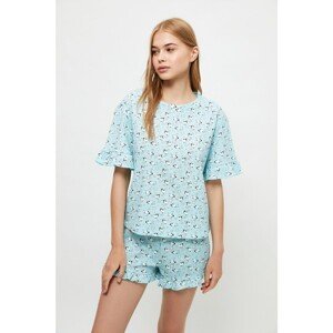 Trendyol Blue Lamb Pattern Knitted Pajamas Set