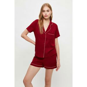 Trendyol Red Piping Detailed Woven Pajamas Set
