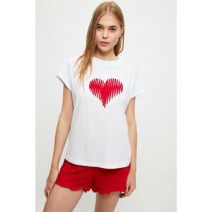 Trendyol Red Heart Printed Knitted Pajamas Set