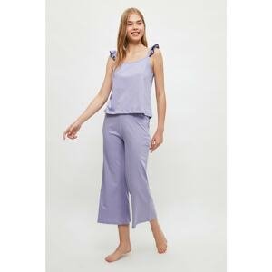 Trendyol Lilac Shoulders Frilly Knitted Pajamas Set