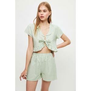 Trendyol Mint Striped Woven Pajamas Set