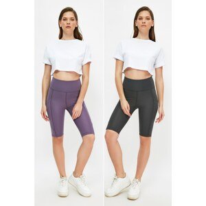Trendyol 2-Pack Anthracite-Lilac Stitch Detailed Sports Leggings