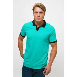 Trendyol Green Men's Slim Fit Contrast Collar Detailed Polo Neck T-shirt