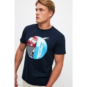 Trendyol Navy Blue Men's Regular Fit Short Sleeved T-Shirt