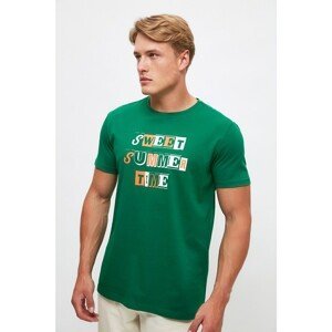 Trendyol Green Men Regular Fit Crew Neck Short Sleeve Printed T-Shirt