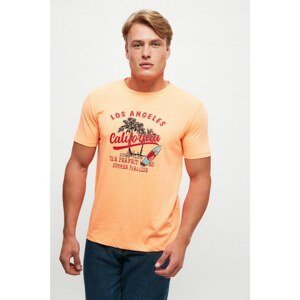 Trendyol Orange Men's Slim Fit Crew Neck Short Sleeve Printed T-Shirt