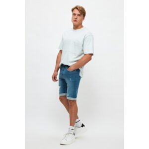 Trendyol Blue Men's Slim Fit Destroyed Shorts & Bermuda