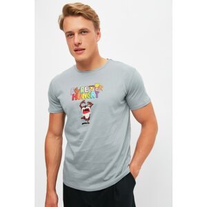 Trendyol Gray Men Regular Fit Crew Neck Licensed Tasmanian Devil Printed T-Shirt