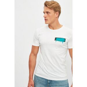 Trendyol White Men's Slim Fit Crew Neck Short Sleeve Printed T-Shirt