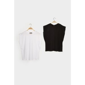 Trendyol 2-Pack Black-White Sleeveless Basic Knitted T-Shirt