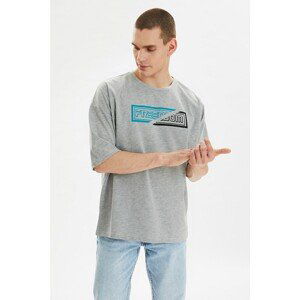 Trendyol Gray Men's Oversize Crew Neck Short Sleeve Printed T-Shirt