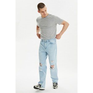 Trendyol Blue Men's Ripped Detailed Regular Fit Jeans