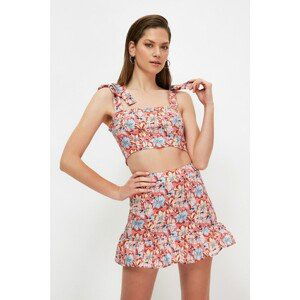 Trendyol Colorful Floral Pattern Frill Detailed Bottom-Top Set