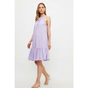 Trendyol Lilac Pleated Halter Neck Dress