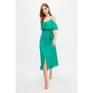 Trendyol Green Belted Ruffle Dress