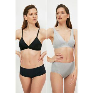 Trendyol Black-Gray 2-Pack Laser Cut Panties