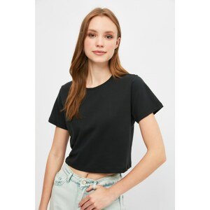 Trendyol Black 100% Organic Cotton Crop Knitted T-Shirt