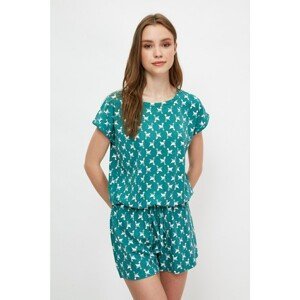 Trendyol Green Swan Patterned Knitted Pajamas Set