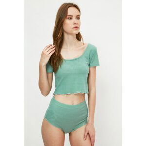 Trendyol Mint Camisole Knitted Bottom-Top Set