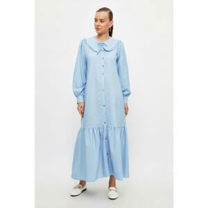 Trendyol Blue Shirt Collar Poplin Dress