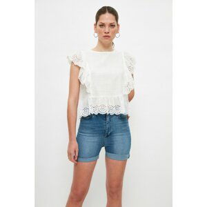 Trendyol Blue Folded Denim Shorts