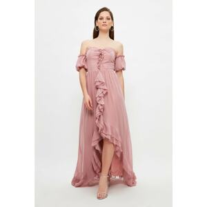 Trendyol Pink Collar Detailed Evening Dress & Graduation Dress